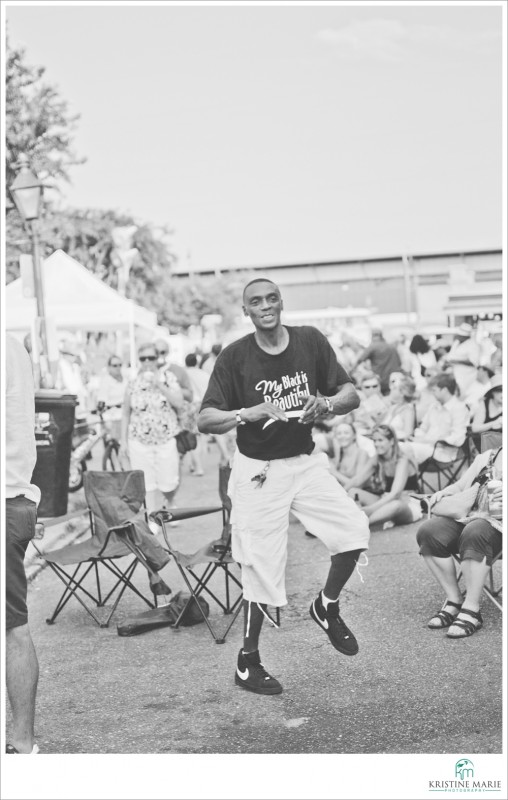 Man dancing like no one's watching at the Satchmo Summerfest in the French Quarter of New Orleans. 