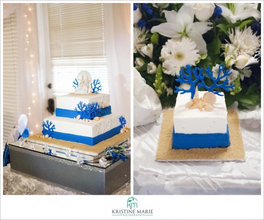 Sea Themed Wedding Cake | Marina Village Captain's Room | www.KristineMariePhotography.com