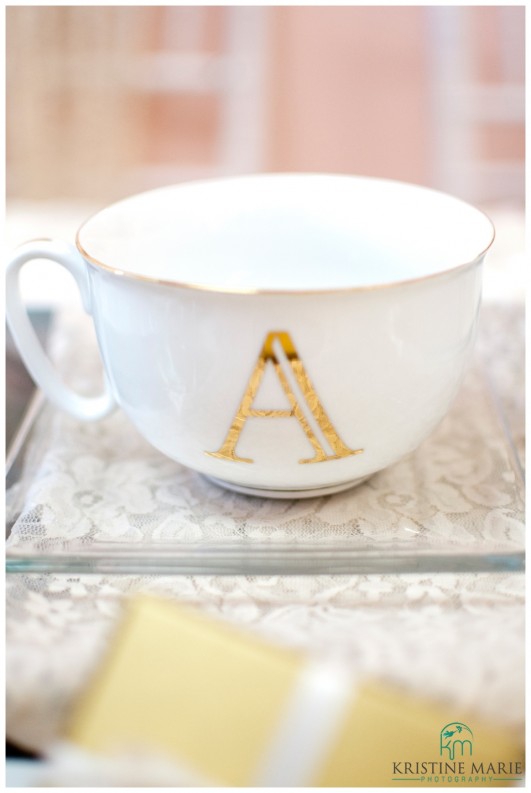 Gold Trimmed Monogrammed Tea Cup | Kristine Marie Photography