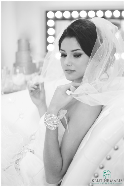 Black and White Photo of Bride | Styled Bridal | San Diego Wedding Photographer | Kristine Marie Photography