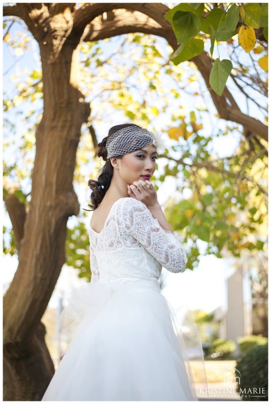 Bride with Non-Traditional Veil | Bridal Photos | San Diego Wedding Photography | (c) Kristine Marie Photography