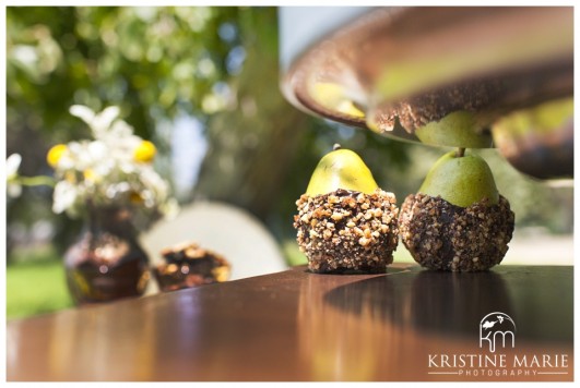 Chocolate Dipped Pears Covered in Nuts