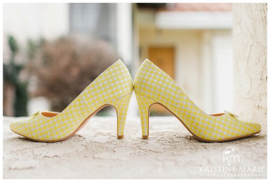 Yellow and White Checkered Wedding Shoes | San Diego Botanic Wedding Pictures | Kristine Marie Photography