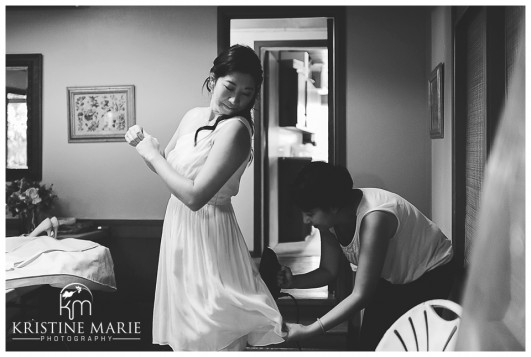 Bridesmaid getting ready photo | San Diego Botanic Wedding Pictures | Kristine Marie Photography