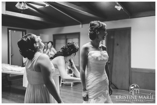 Bride laughing with bridesmaids getting ready photo | San Diego Botanic Wedding Pictures | Kristine Marie Photography