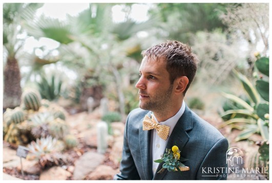 Groom portrait with bowtie | San Diego Botanic Wedding Pictures | Kristine Marie Photography