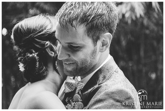 Groom hugging bride first look | San Diego Botanic Wedding Pictures | Kristine Marie Photography