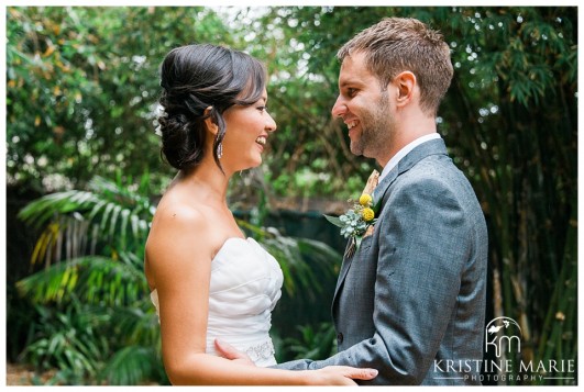 Bride and groom see each other for the first time | San Diego Botanic Wedding Pictures | Kristine Marie Photography