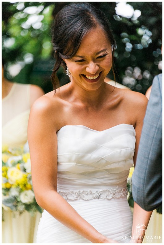 Bride laughing during vows | San Diego Botanic Wedding Pictures | Kristine Marie Photography