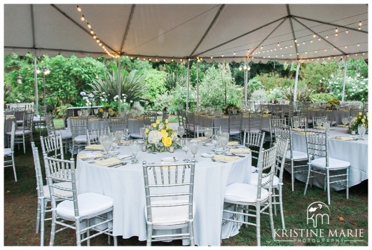 white and yellow reception | San Diego Botanic Wedding Pictures | Kristine Marie Photography