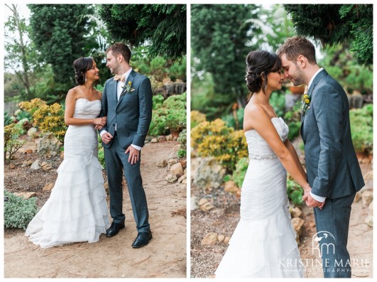 Bride and groom romantic pictures | San Diego Botanic Wedding Pictures | Kristine Marie Photography