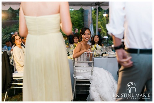 bride's reaction to speech | San Diego Botanic Wedding Pictures | Kristine Marie Photography