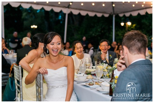 bride's reaction to best man speech | San Diego Botanic Wedding Pictures | Kristine Marie Photography