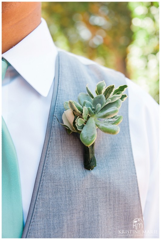 Succulent Boutonniere | Marina Village Wedding Photographer | Photo by: Kristine Marie Photography 