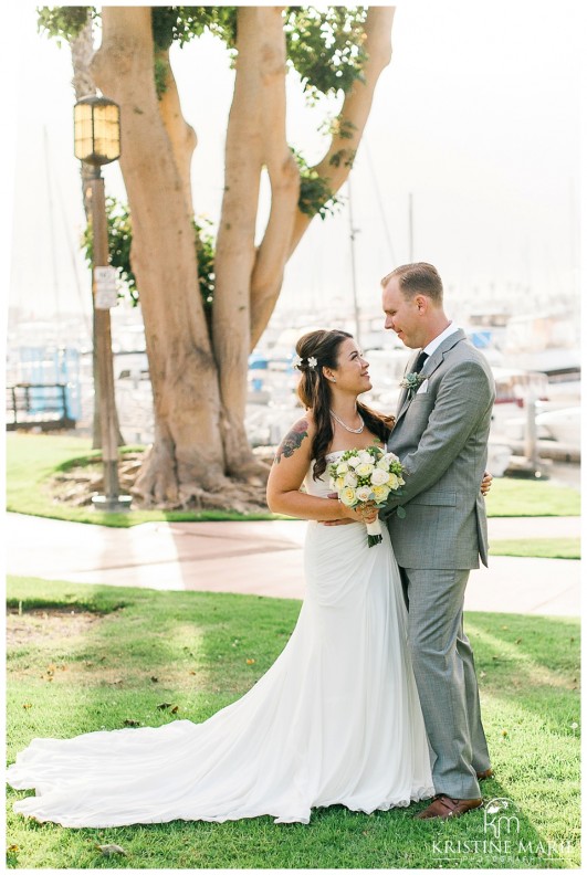 Romantic Sunset Bride and Groom Photos | Marina Village Wedding Photographer | Photo by: Kristine Marie Photography