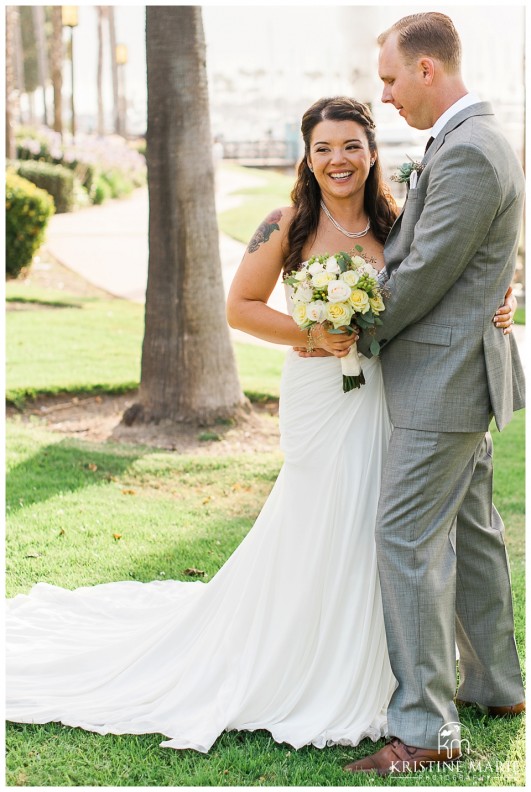 Candid Romantic Sunset Bride and Groom Photos | Marina Village Wedding Photographer | Photo by: Kristine Marie Photography