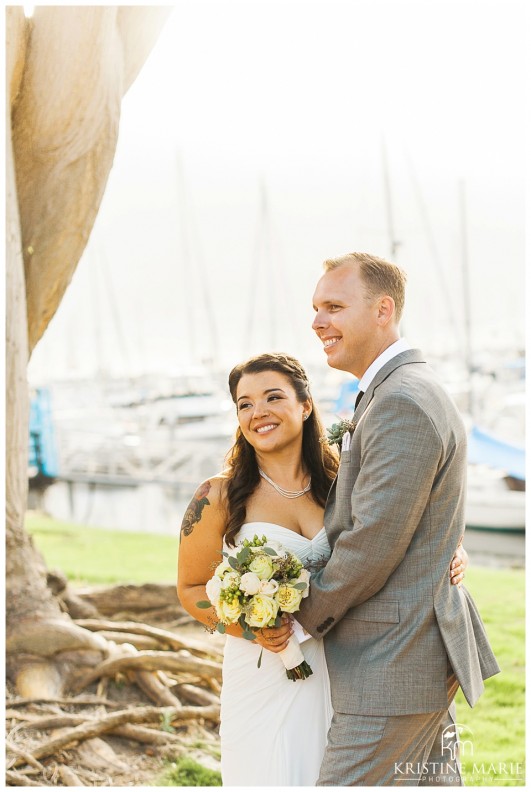 Candid and Romantic Sunset Bride and Groom Photos | Marina Village Wedding Photographer | Photo by: Kristine Marie Photography