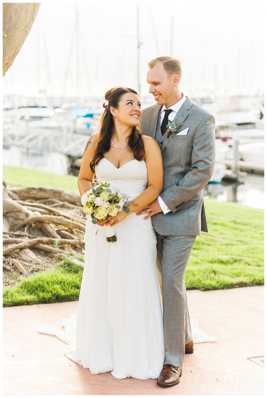 Romantic Sunset Bride and Groom Photos | Marina Village Wedding Photographer | Photo by: Kristine Marie Photography