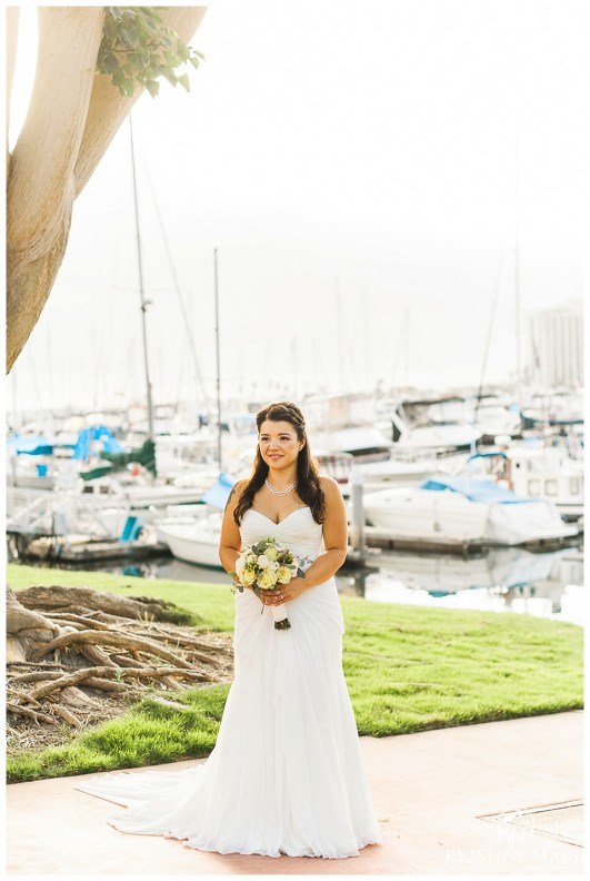 Portrait of bride by the Water | Marina Village Wedding Photographer | Photo by: Kristine Marie Photography