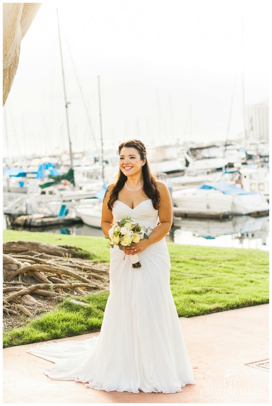 Portrait of bride by the Water | Marina Village Wedding Photographer | Photo by: Kristine Marie Photography