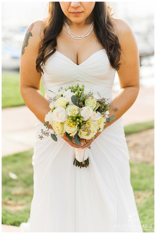 Yellow and White Roses Bouquet | Marina Village Wedding Photographer | Photo by: Kristine Marie Photography