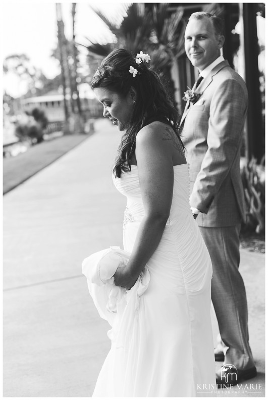 Black and White Photo of Newlyweds | | Marina Village Wedding Photographer | Photo by: Kristine Marie Photography