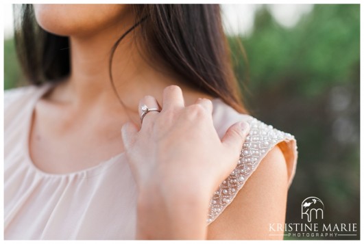 Engagement Ring and Blush Pink Dress with Sleeve Details | San Diego Engagement Photographer | Kristine Marie Photography