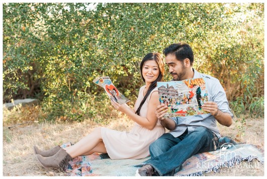 Couple Reading Marvel Comics Together | San Diego Engagement Photographer | Kristine Marie Photography