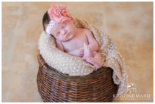 Sleeping Newborn Baby in Basket | San Diego Newborn Photographer | Kristine Marie Photography