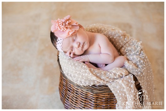 Peaceful Newborn Baby Photo in Basket | San Diego Newborn Photographer | Kristine Marie Photography