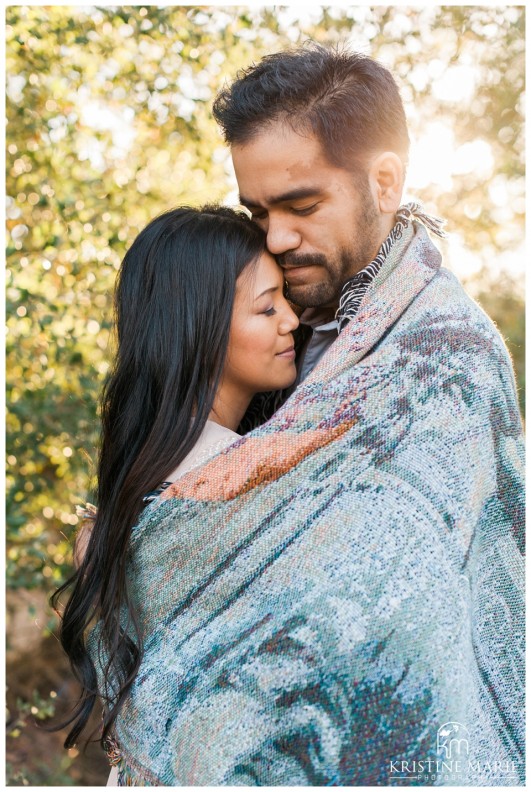 Fall Engagement Photo Wrapped in a Blanket | San Diego Engagement Photographer | Kristine Marie Photography