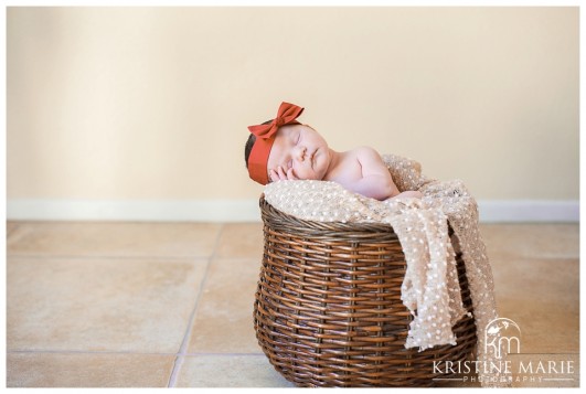 Newborn Baby Girl with Red Bow | San Diego Newborn Photographer | Kristine Marie Photography