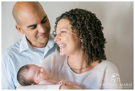 Newborn Baby Smiling with Parents | San Diego Newborn Photographer | Kristine Marie Photography