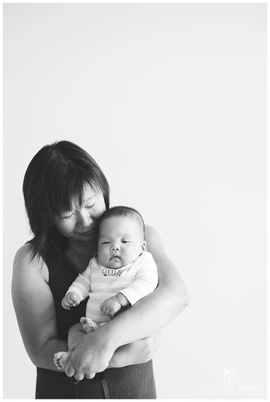 Black and White Photo of Mom with Baby Boy | San Diego Newborn Baby Photographer | Kristine Marie Photography