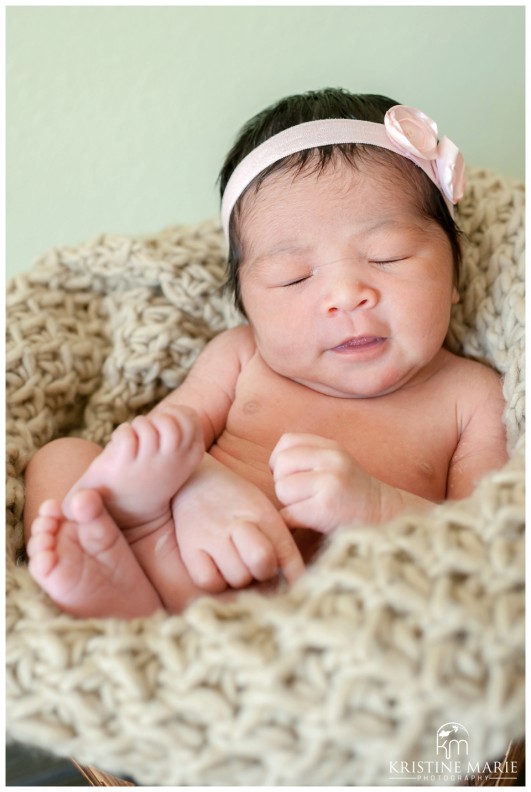 Newborn Baby Smiling in Sleep | San Diego Newborn Baby Photographer | Kristine Marie Photography