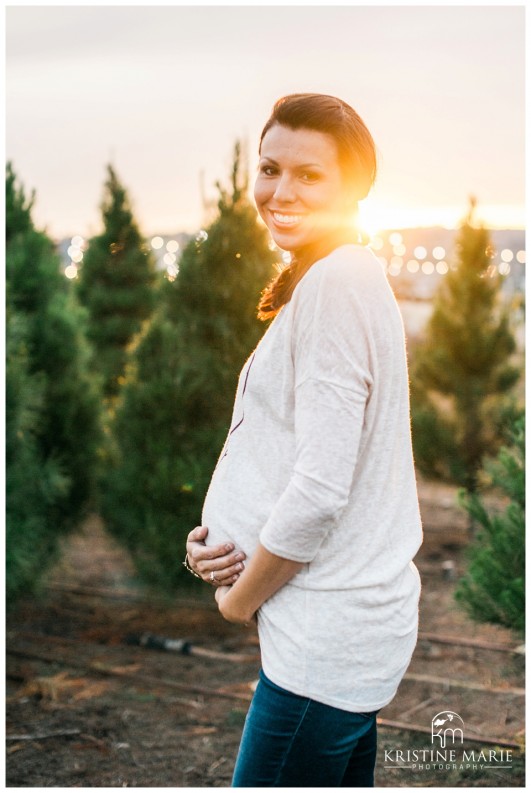 Family Christmas Tree Farm Maternity Photos | San Diego Maternity Photographer | © Kristine Marie Photography