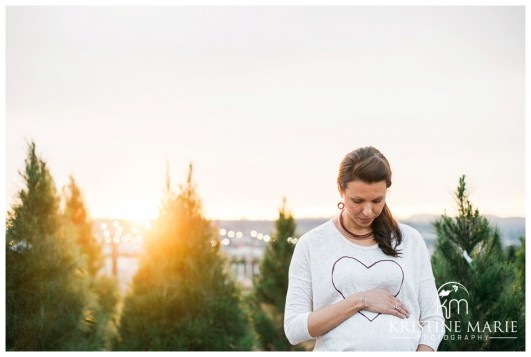 Family Christmas Tree Farm Maternity Photos | San Diego Maternity Photographer | © Kristine Marie Photography