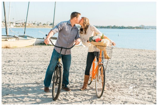 Cute Couple on Bike Cruisers at the Beach | | San Diego Engagement Photographer | © Kristine Marie Photography