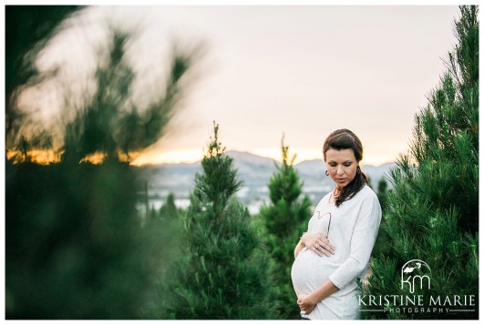 Family Christmas Tree Farm Maternity Photos | San Diego Maternity Photographer | © Kristine Marie Photography