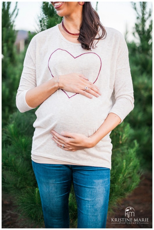 Family Christmas Tree Farm Maternity Photos | San Diego Maternity Photographer | © Kristine Marie Photography