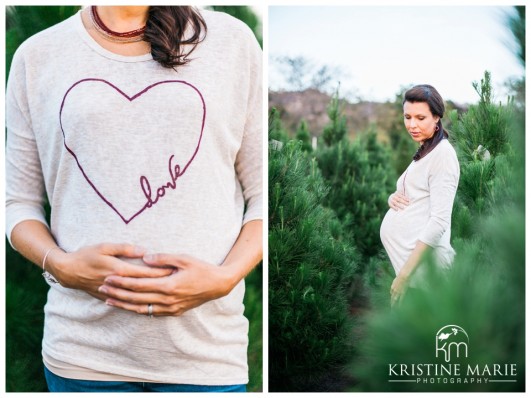 Family Christmas Tree Farm Maternity Photos | San Diego Maternity Photographer | © Kristine Marie Photography