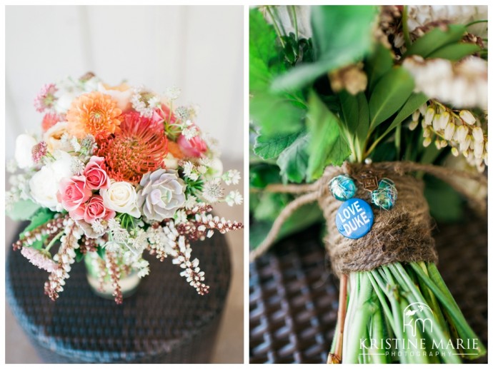 Roses and Succulents Wedding Bouquet Details | Temecula Creek Inn Wedding Photo | Temecula Wedding Photographer | Kristine Marie Photography | © www.kristinemariephotography.com