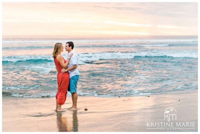 Swamis Beach Sunset Engagement Photo | Encinitas Wedding and Engagement Photographer | Kristine Marie Photography | © www.kristinemariephotography.com