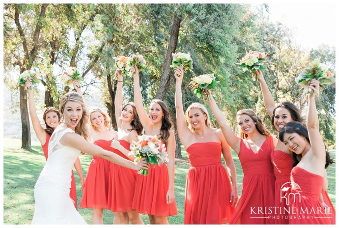 Bride and Bridesmaids Fun Photo | Temecula Creek Inn Wedding Photo | Temecula Wedding Photographer | Kristine Marie Photography | © www.kristinemariephotography.com