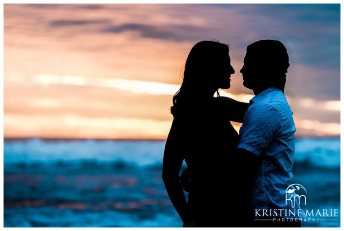 Silhouette of Couple | Swamis Beach Engagement Photo | Encinitas Wedding and Engagement Photographer | Kristine Marie Photography | © www.kristinemariephotography.com