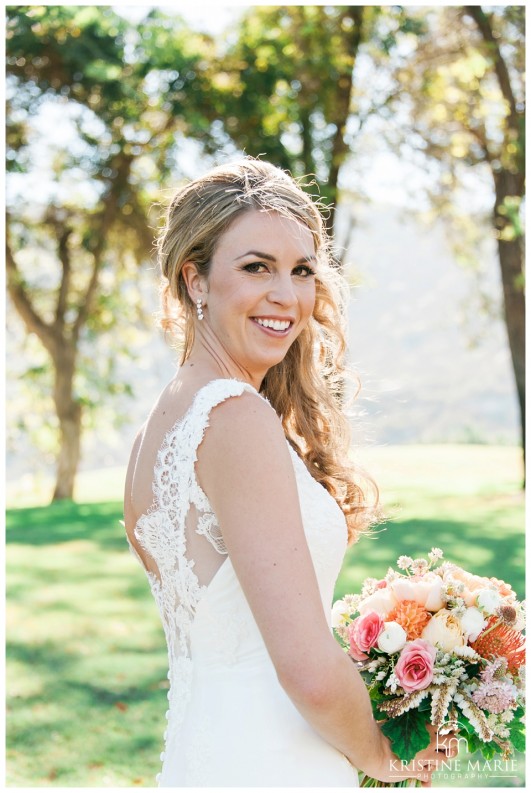 Bride and her bouquet | Temecula Creek Inn Wedding Photo | Temecula Wedding Photographer | Kristine Marie Photography | © www.kristinemariephotography.com