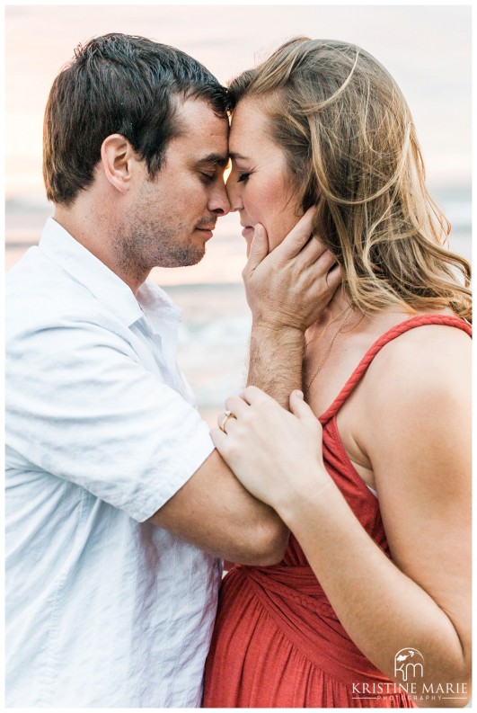 Romantic Swamis Beach Engagement Photo | Encinitas Wedding and Engagement Photographer | Kristine Marie Photography | © www.kristinemariephotography.com