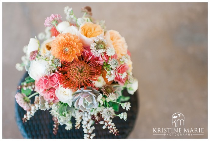 Succulents and Rose Bouquet | Temecula Creek Inn Wedding Photo | Temecula Wedding Photographer | Kristine Marie Photography | © www.kristinemariephotography.com