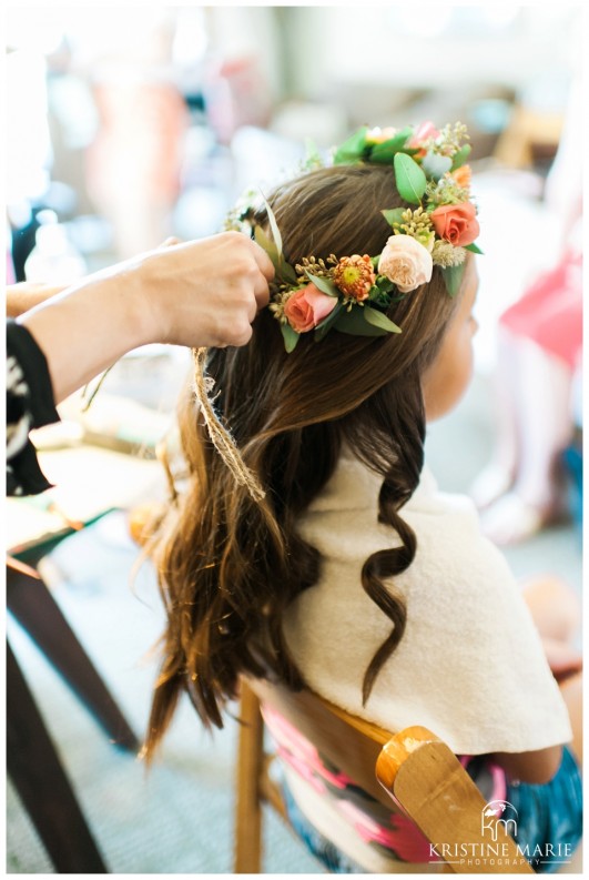 Flower girl with Flower Crown | Temecula Creek Inn Wedding Photo | Temecula Wedding Photographer | Kristine Marie Photography | © www.kristinemariephotography.com