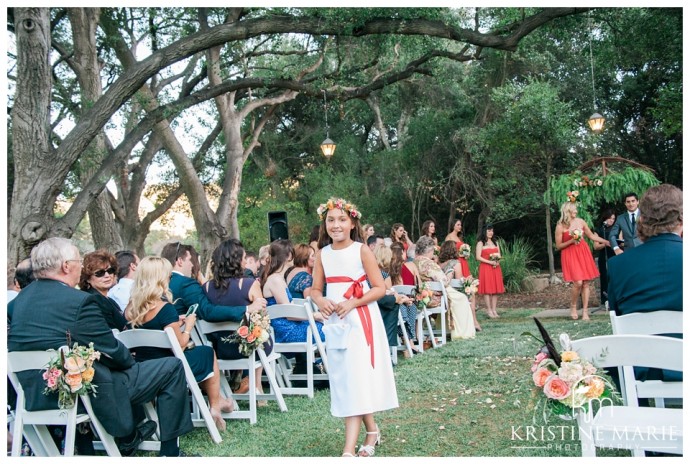 flower girl with flower crown | Temecula Creek Inn Wedding Photo | Temecula Wedding Photographer | Kristine Marie Photography | © www.kristinemariephotography.com